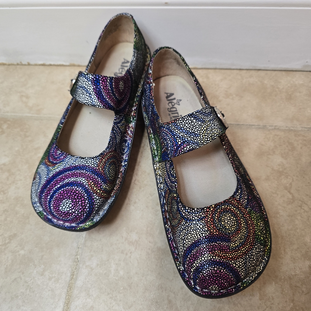 Alegria Multicolor Patterned Mules - image 2